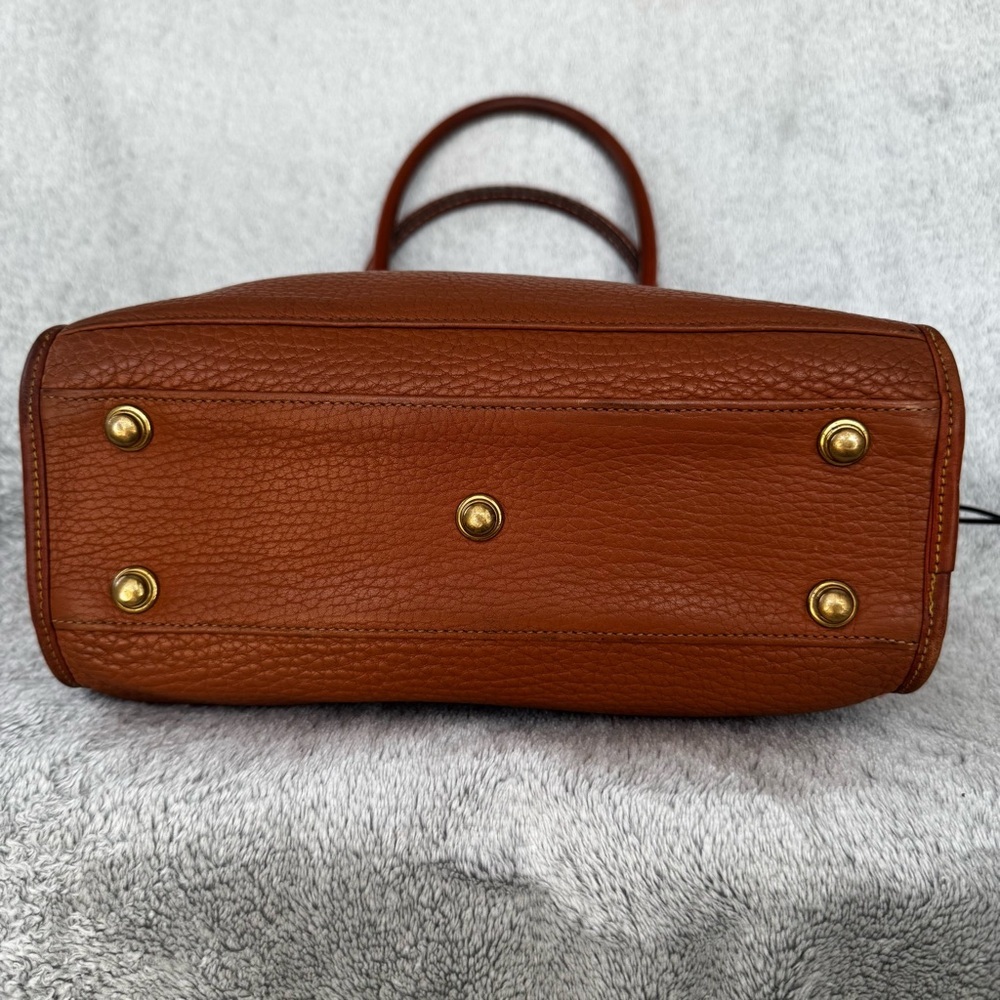 90s VINTAGE Dooney & Bourke Clean AWL Zip Top Satchel British Tan – MADE IN USA - Picture 13 of 16